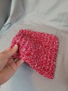 Hand Crafted Red & White Cotton Crochet Dishcloth - Kitchen Linen